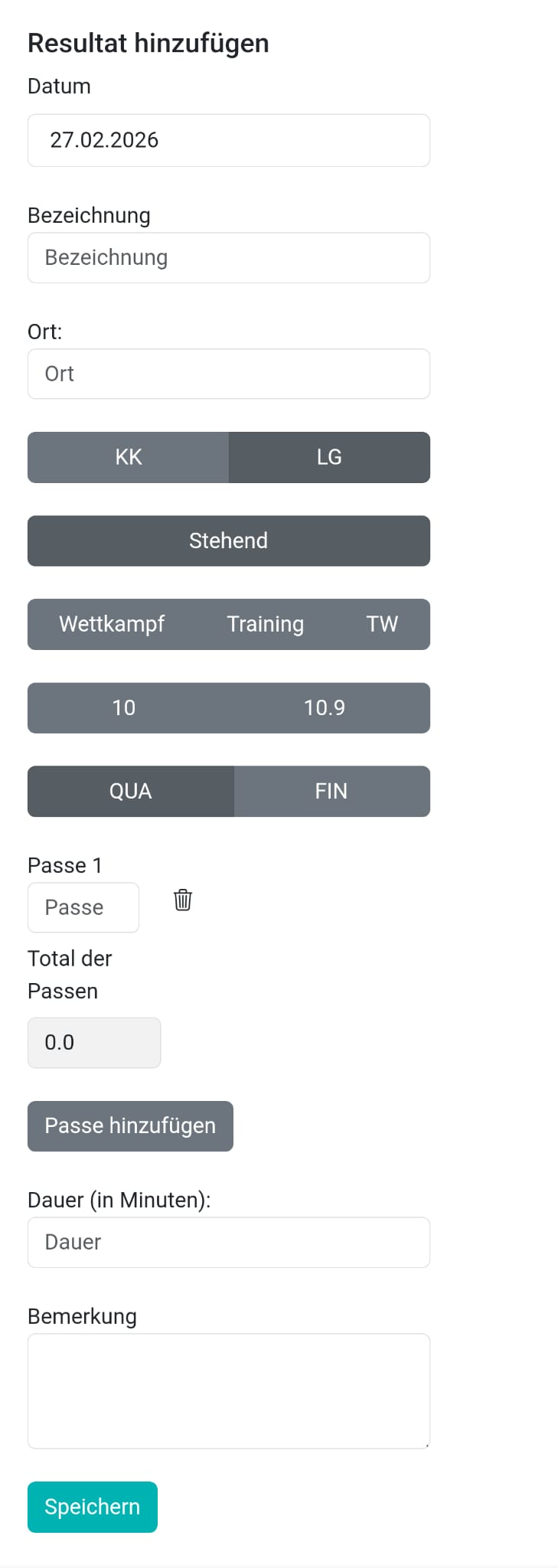 Screenshot - Resultat erfassen